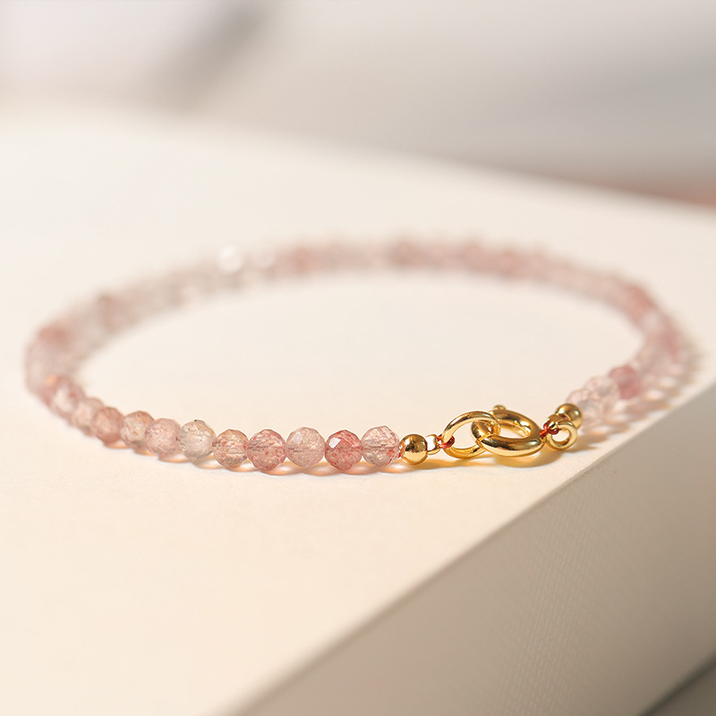 Strawberry crystal bracelet female pink crystal bracelet,
