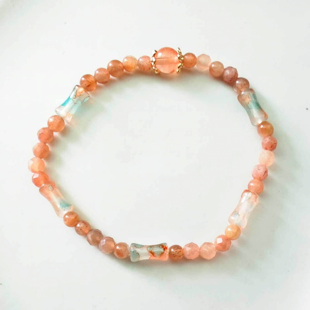 Yellow Sunstone Bone-Style Crystal Bracelet