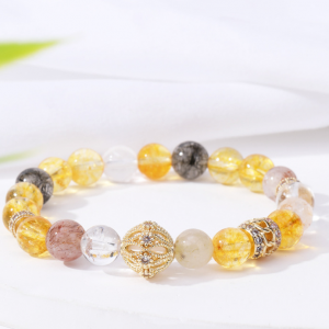 Natural yellow crystal flower ball bracelet