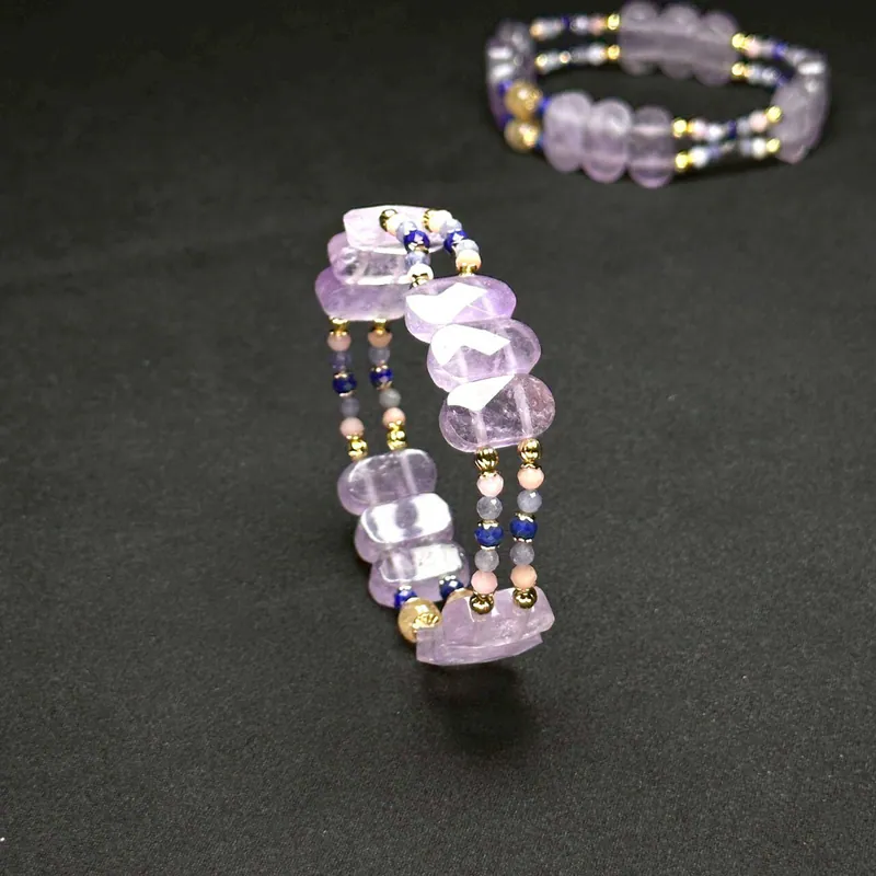 Natural Amethyst Square Bead Bracelet