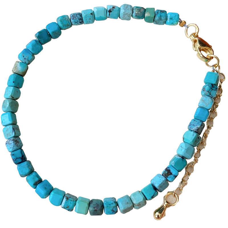 Natural Turquoise Mini Cube Bracelet