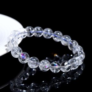 Natural Azeztulite Seven-Color White Crystal Bracelet - Rainbow Crystal Beaded Bracelet