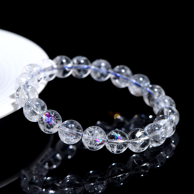 Natural Azeztulite Seven-Color White Crystal Bracelet - Rainbow Crystal Beaded Bracelet